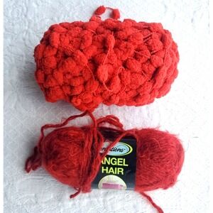 SENSATIONS Skein ANGEL HAIR Yarn RED Acrylic Wool Nylon Color #2375 New Ball
